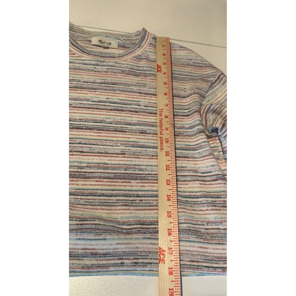 Madewell Balloon Sleeve Cropped Crewneck Top Sz S Rainbow Stripe Bubble Sleeve - Picture 7 of 11